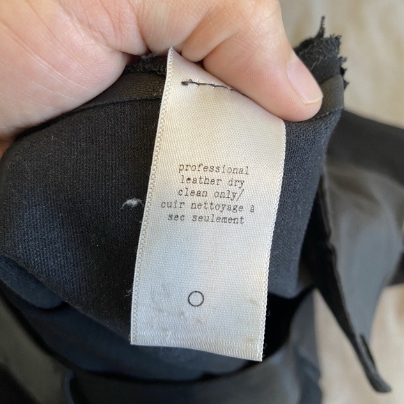 Rag & Bone Womens Lamb Leather Combo Mid Rise Slim Leg Trouser Black Size 12 - Picture 14 of 15